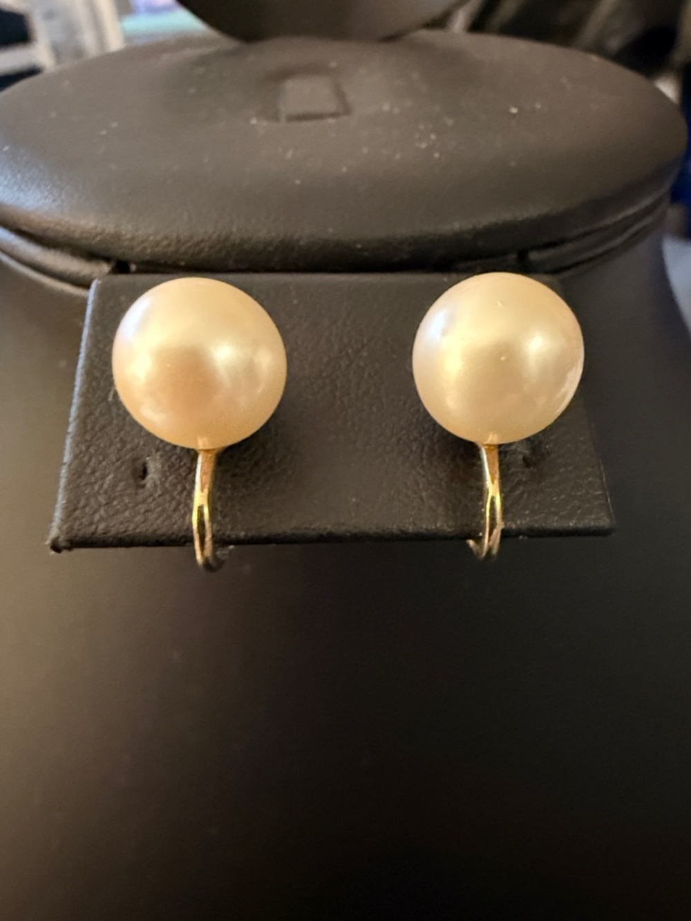 Marvella Vintage Gold Tone Faux Pearl Clip on Earrings. Signed. Circa 1950-60’s.